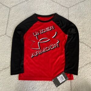 Under Armour Red and Black Long Sleeve Tee Size 6
